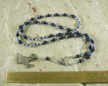 Frigga Prayer Bead Necklace in Blue Goldstone: Norse Goddess of Wisdom, Weaving, Good Management - Hearthfire Handworks 