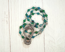 Jormundgandr Prayer Bead Necklace in Chrysocolla: Norse Sea Serpent, World Serpent, Midgard Serpent, Child of Loki