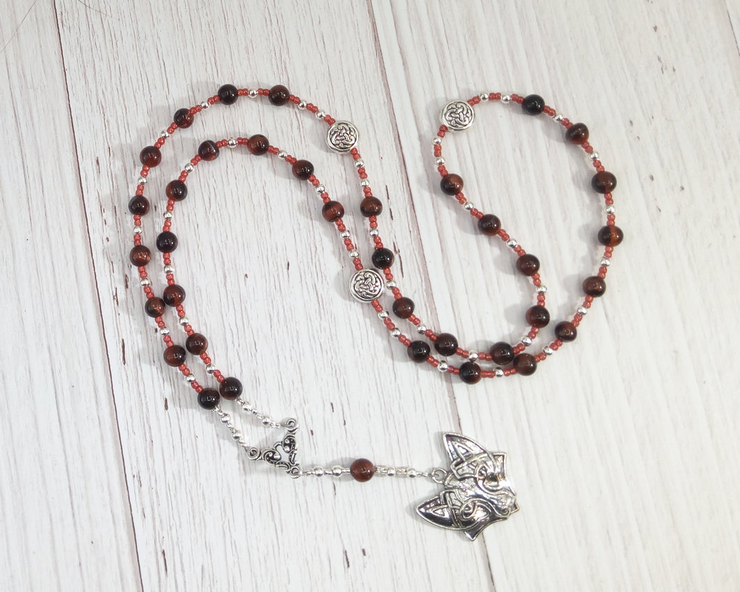 Loki Prayer Bead Necklace in Red Tiger Eye: Norse God of Chaos, Change, Transformation
