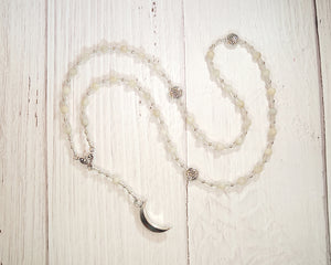 Mani Prayer Bead Necklace in Moonstone: Norse God of the Moon