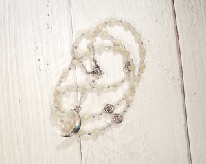 Mani Prayer Bead Necklace in Moonstone: Norse God of the Moon