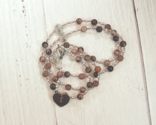 Nanna Prayer Bead Necklace in Rhodonite: Norse Goddess of Love and Devotion, Bride of Baldr