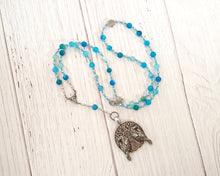 Odin Prayer Bead Necklace in Blue Agate: Norse God of Battle, Magic, Runes, Wisdom