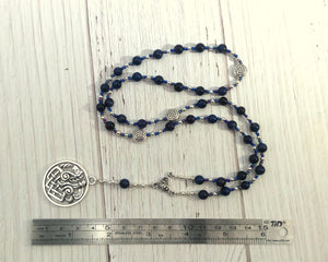 Odin Prayer Bead Necklace in Blue Tiger Eye: Norse God of Battle, Magic, Runes, Wisdom