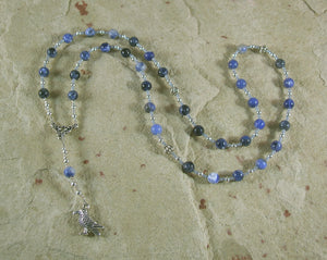 Odin Prayer Bead Necklace in Sodalite: Norse God of Battle, Magic, Runes, Wisdom - Hearthfire Handworks 