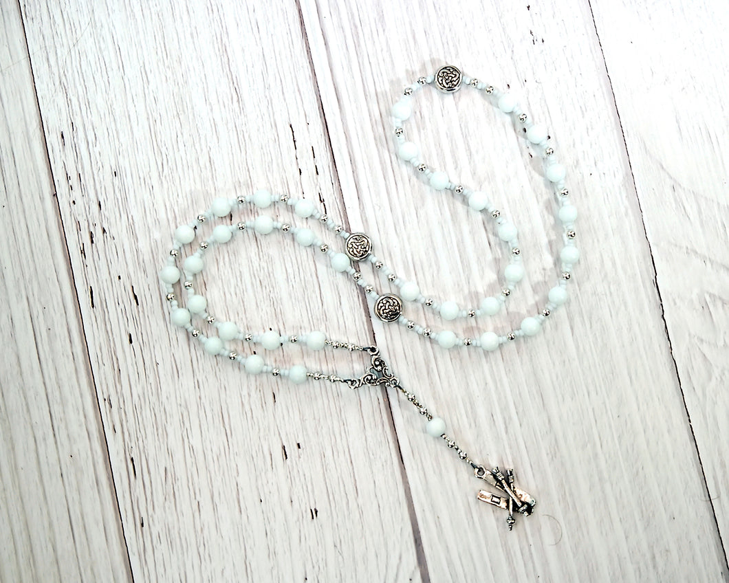 Ullr Prayer Bead Necklace in Alabaster: Norse God of the Bow, the Hunt, the Winter
