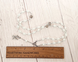 Ullr Prayer Bead Necklace in Alabaster: Norse God of the Bow, the Hunt, the Winter