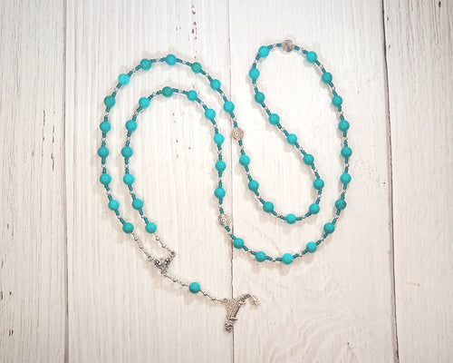 Enki Prayer Bead Necklace in Stabilized Turquoise: Sumerian Mesopotamian God of Wisdom and Magic, Creator of Humanity