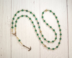 Enlil Prayer Bead Necklace in Green Agate: Sumerian Mesopotamian God of Earth and Sky, God of Storms, Chief of Gods