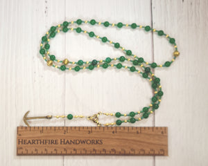 Enlil Prayer Bead Necklace in Green Agate: Sumerian Mesopotamian God of Earth and Sky, God of Storms, Chief of Gods