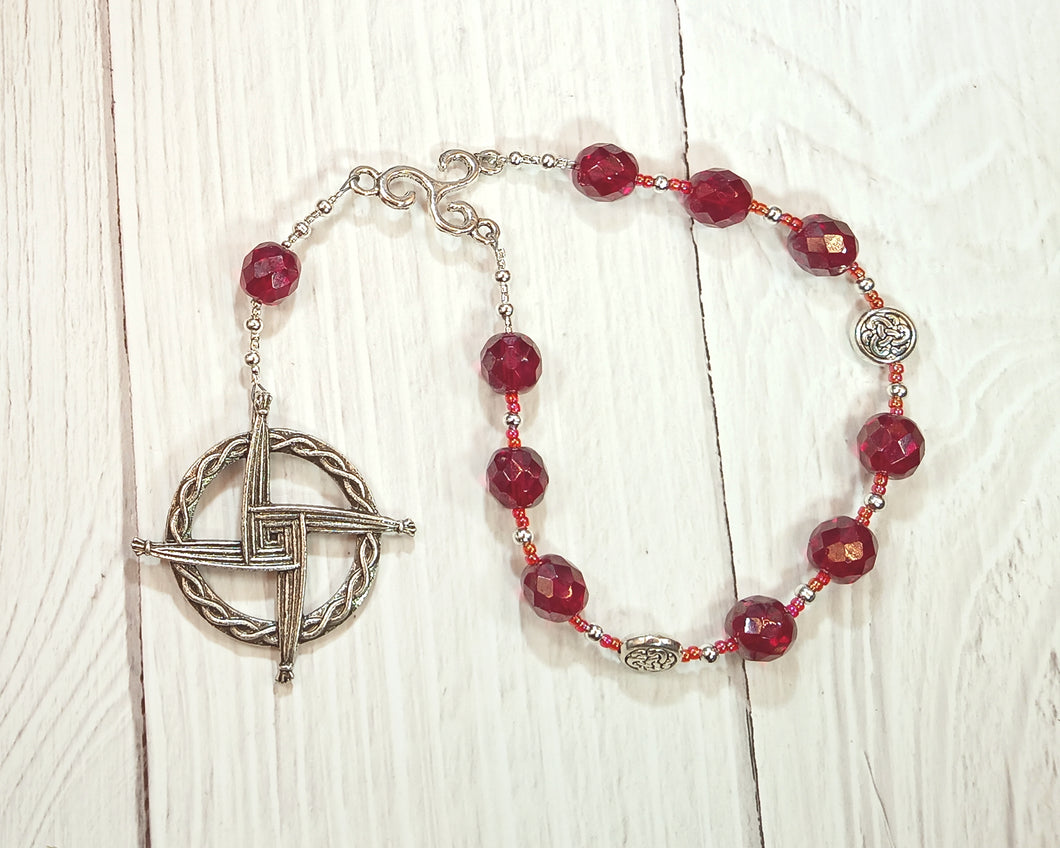 Brigid (Brighid, Brigit) Pocket Prayer Beads in Red: Irish Celtic Goddess of Poetry, Crafts, Healing