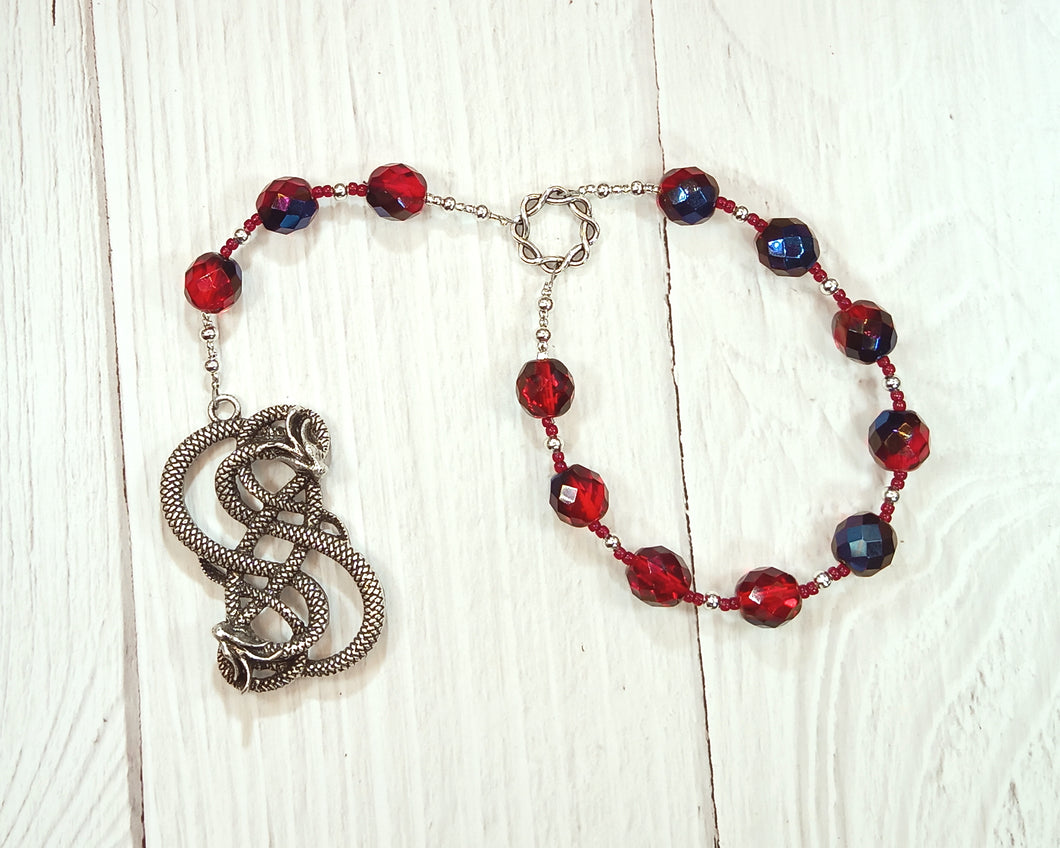 Loki Pocket Prayer Beads with Urnes Snakes: Norse God of Chaos, Change, Transformation