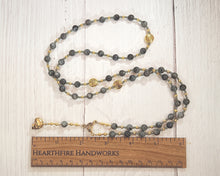 Marzanna Prayer Bead Necklace in Labradorite: Slavic Goddess of Death, Winter, Rebirth