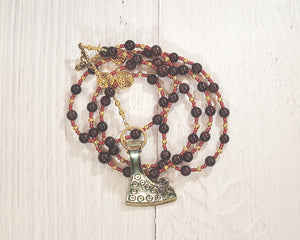 Perun Prayer Bead Necklace in Garnet: Slavic God of Thunder, Fertility