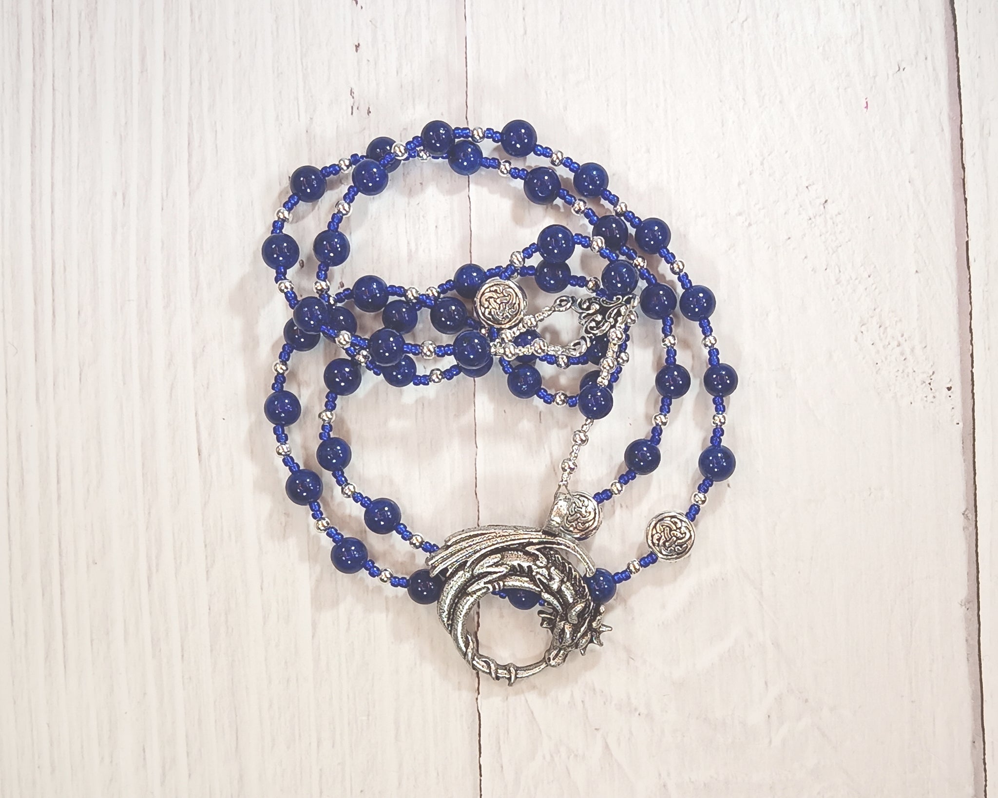14K Blue Lapis Lazuli Double Strand Bead Necklace