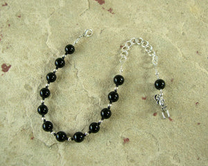 Anubis Prayer Bead Bracelet in Black Onyx: Egyptian God of the Underworld and the Afterlife, Guardian of the Dead - Hearthfire Handworks 
