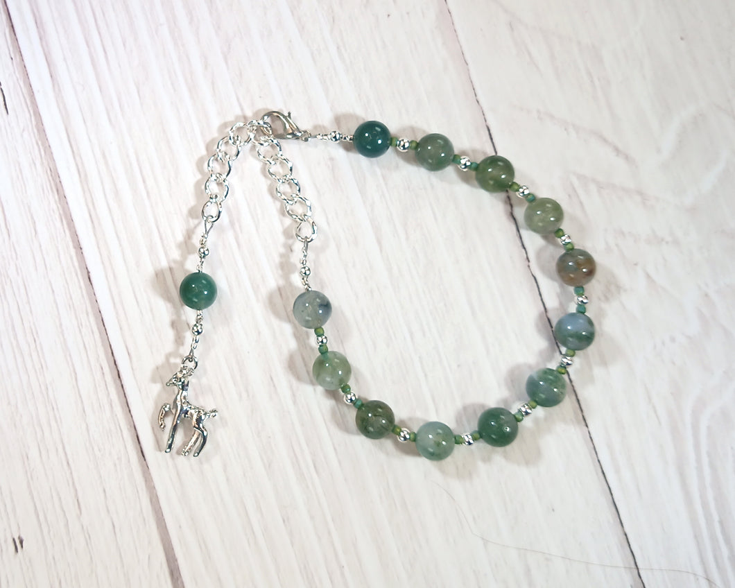 Artemis Prayer Bead Bracelet in Moss Agate: Greek Goddess of  the Wild, Protector of Young Women