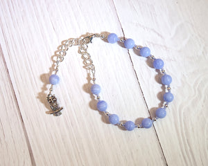 Athena Prayer Bead Bracelet in Blue Lace Agate: Greek Goddess of Wisdom, Weaving, War