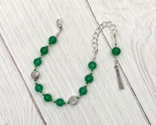Danu Prayer Bead Bracelet in Green Agate:  Irish Celtic Mother Goddess