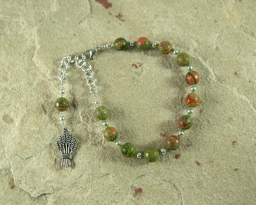 Demeter Prayer Bead Bracelet in Unakite: Greek Goddess of Grain, the Harvest, the Seasons, and the Afterlife - Hearthfire Handworks 