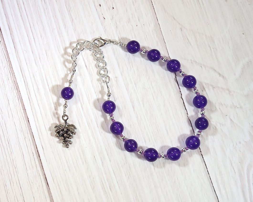 Dionysos (Dionysus, Bacchus) Prayer Bead Bracelet in Amethyst: Greek God of Wine, Theater, Ecstasy