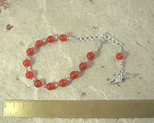 Prayer Bead Bracelet in Carnelian for the Greek God of Communication, Commerce, Competition, Travel