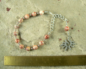 Eos Prayer Bead Bracelet in Red-lined Marble: Greek Goddess of the Dawn - Hearthfire Handworks 