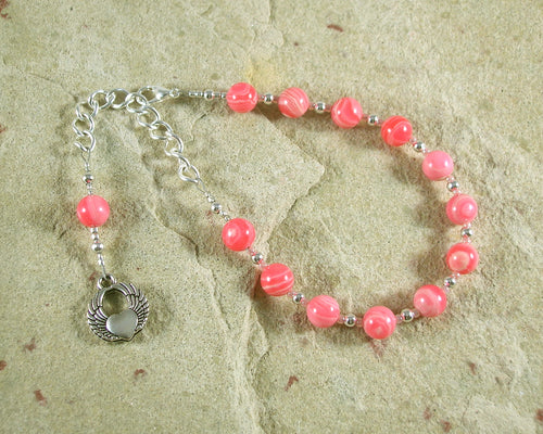 Eros Prayer Bead Bracelet in Rhodochrosite: Greek God of Love, Lust, and Passion - Hearthfire Handworks 