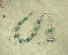 Frey Prayer Bead Bracelet in Moss Agate: Norse God of Fertility, Passion, Abundance, Prosperity