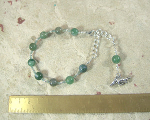 Frey Prayer Bead Bracelet in Moss Agate: Norse God of Fertility, Passion, Abundance, Prosperity