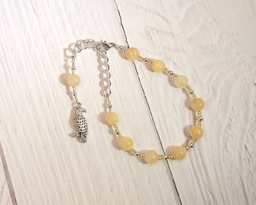 Freyja (Freya) Prayer Bead Bracelet in Honey Calcite: Norse Goddess of Love, War, Passion, and Magic