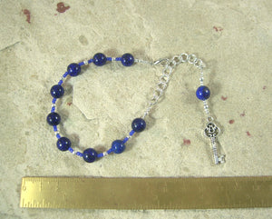 Frigga Prayer Bead Bracelet in Lapis Lazuli: Norse Goddess of Wisdom, Weaving