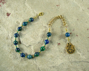 Gaia Prayer Bead Bracelet in Azurite/Malachite: Mother Earth, Mother of the Greek Gods - Hearthfire Handworks 