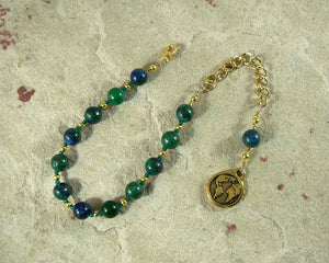 Gaia Prayer Bead Bracelet in Chrysocolla/Lapis: Mother Earth, Mother of the Greek Gods - Hearthfire Handworks 