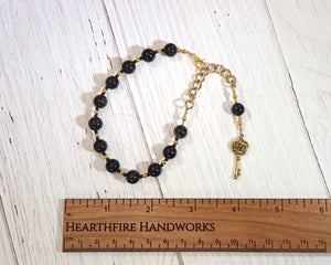 Hekate Prayer Bead Bracelet in Golden Obsidian: Greek Goddess of Magic and Witchcraft