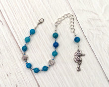 Manannan mac Lir Prayer Bead Bracelet in Blue Agate: Irish Celtic God of the Sea