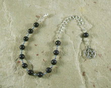 Pentacle Prayer Bead Bracelet in Blue Goldstone - Hearthfire Handworks 