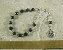 Pentacle Prayer Bead Bracelet in Blue Goldstone - Hearthfire Handworks 