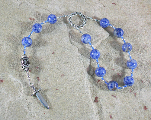 Tyr (Tiwaz) Pocket Prayer Beads in Blue Agate: Norse God of Justice, Law and War - Hearthfire Handworks 