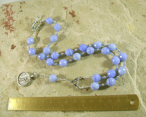 Athena Prayer Bead Necklace in Blue Lace Agate:  Greek Goddess of Wisdom, Weaving, War - Hearthfire Handworks 