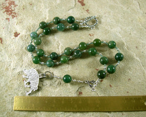 Frey (Freyr) Prayer Bead Necklace in Moss Agate:  Norse God of Fertility,  Abundance, Prosperity - Hearthfire Handworks 