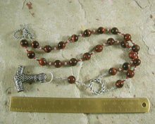 Thor Prayer Bead Necklace in Red Tiger Eye:  Norse God of Thunder, Protector of Humanity - Hearthfire Handworks 