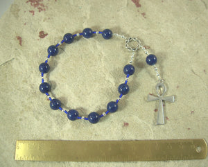 Ankh Pocket Prayer Beads in Lapis Lazuli: Egyptian Symbol for Life