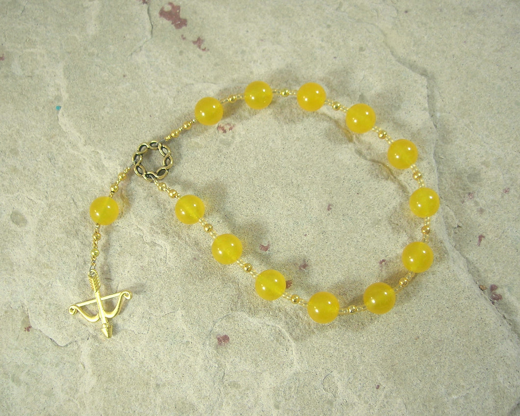 Apollo Pocket Prayer Beads in Golden Agate: Greek God of Music and the Arts, Health and Healing