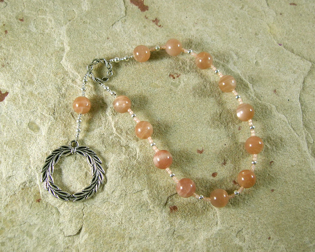 Apollo Pocket Prayer Beads in Sunstone: Greek God of Music and the Arts, Health and Healing - Hearthfire Handworks 