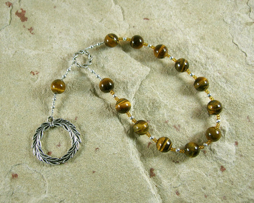 Apollo Pocket Prayer Beads in Tiger Eye: Greek God of Music and the Arts, Health and Healing - Hearthfire Handworks 