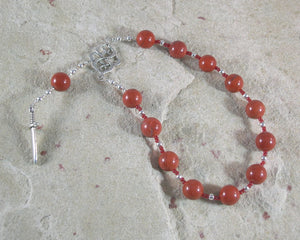 Ares Pocket Prayer Beads in Red Jasper: Greek God of War, Battle, Courage, Patron of Soldiers - Hearthfire Handworks 