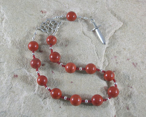 Ares Pocket Prayer Beads in Red Jasper: Greek God of War, Battle, Courage, Patron of Soldiers - Hearthfire Handworks 