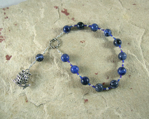 Athena Pocket Prayer Beads in Sodalite: Greek Goddess of Wisdom, Weaving, War - Hearthfire Handworks 