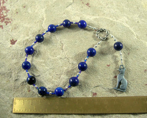 Bast Pocket Prayer Beads in Lapis Lazuli: Egyptian Goddess of Joy, Love, Music and Dance - Hearthfire Handworks 